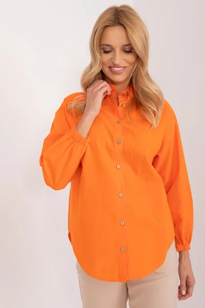 Oranžová dámská propínací košile FPrice