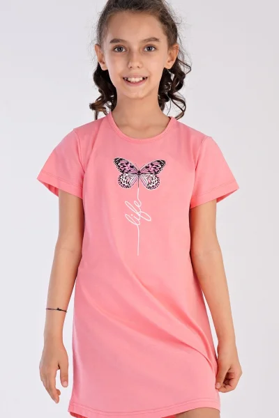 Růžová dívčí noční košile s motýlkem Vienetta Secret