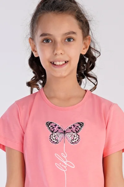 Růžová dívčí noční košile s motýlkem Vienetta Secret