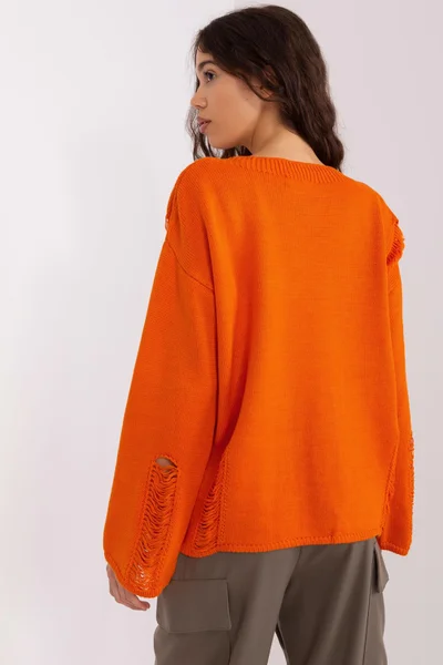 Dámský oranžový svetr FPrice volný střih