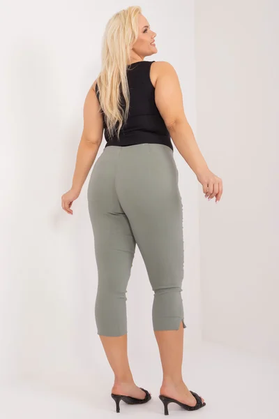 Plus size khaki dámské 3/4 kalhoty FPrice