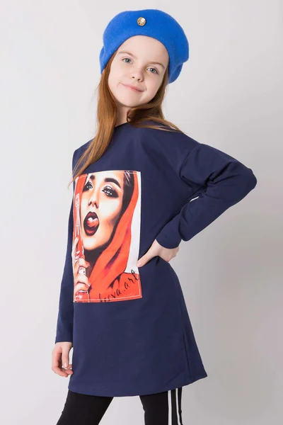 Tmavě modré dlouhé dívčí tričko FPrice