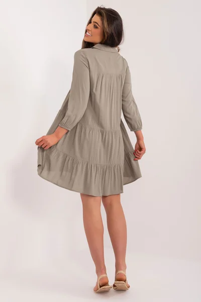 Vzdušné dámské krátké khaki šaty s límečkem FPrice
