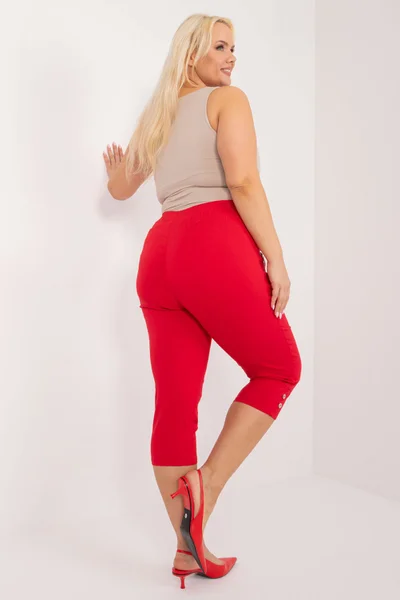 Červené dámské capri kalhoty plus size FPrice