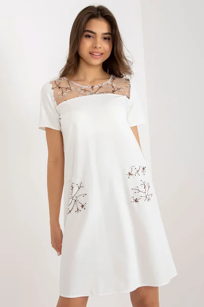 Letní bílé šaty s jemným potiskem Lakerta