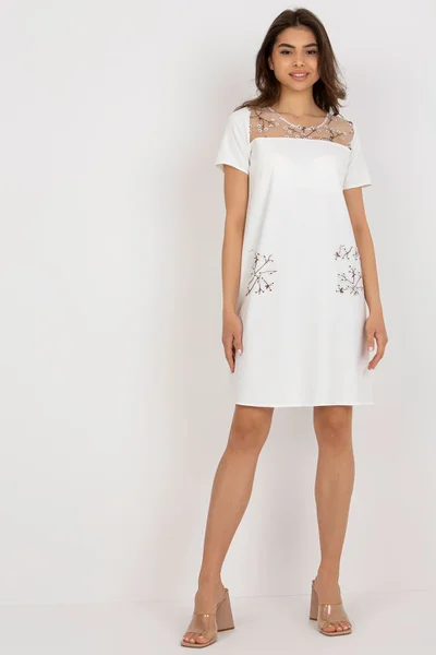Letní bílé šaty s jemným potiskem Lakerta