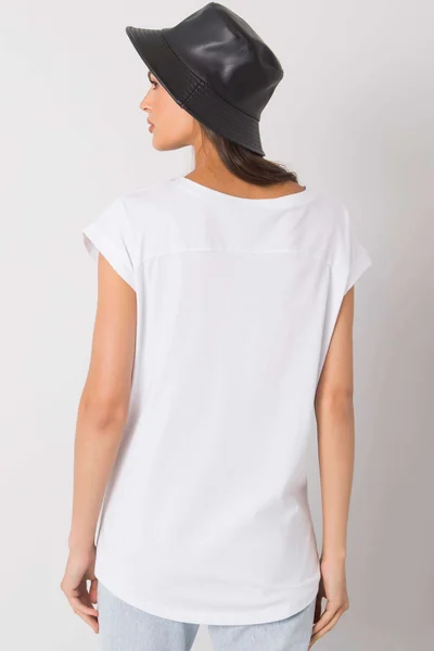 Dámské bílé bavlněné tričko s barevným potiskem FPrice