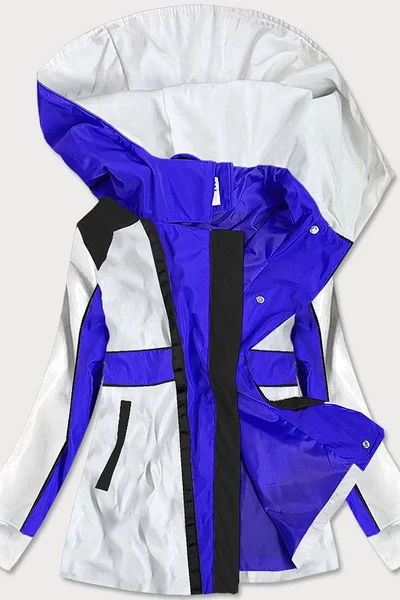 Světle modro-bílá dámská bunda větrovka s kapucí Q982 ZAC&ZOE (Modrá)
