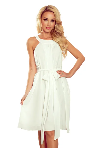 Romanické bílé šaty nad kolena Numoco