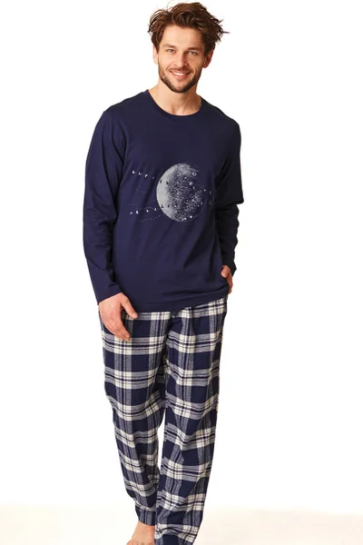 Tmavě modré pánské vzorované pyžamo Moon Key