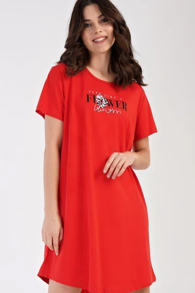 Volná červená dámská košile na spaní Vienetta