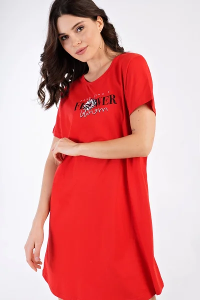 Volná červená dámská košile na spaní Vienetta