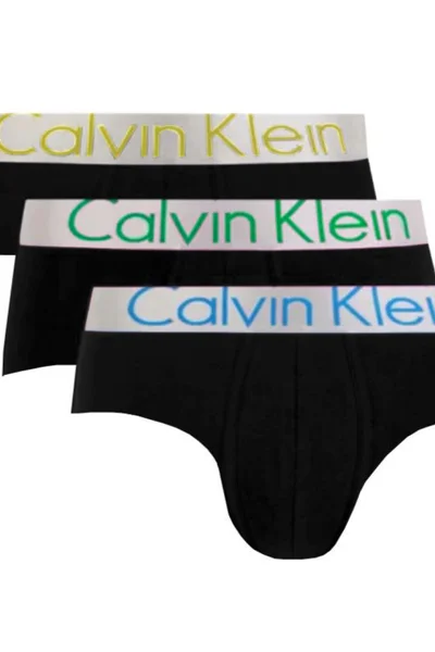 Stylové pánské slipy s barevnou gumou Calvin Klein 3ks