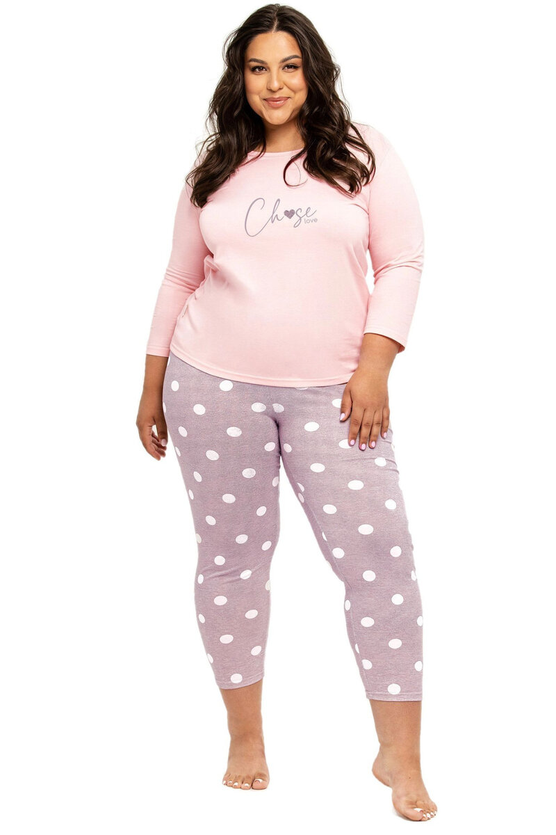 Plus size dámské bavlněné pyžamo Taro, Růžová 3XL i41_9999952731_2:růžová_3:3XL_