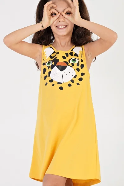 Žlutá dívčí noční košile s tygrem Vienetta Secret