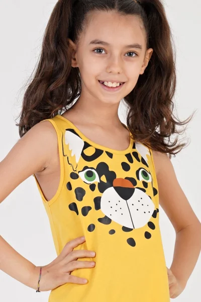 Žlutá dívčí noční košile s tygrem Vienetta Secret