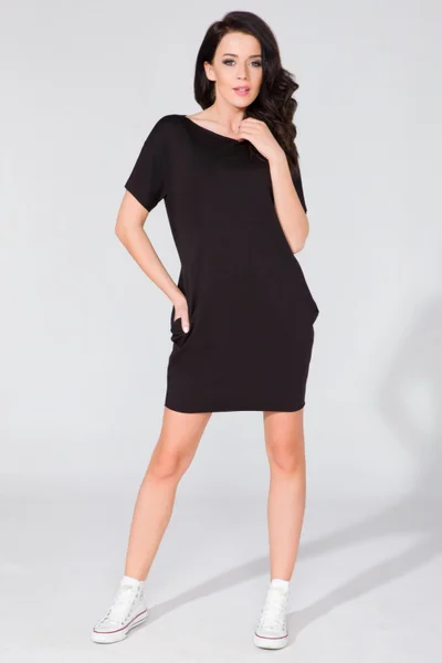 Černé dámské bavlněné mini šaty Tessita