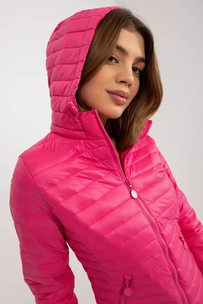 Růžová dámská bunda s kapucí a kapsami FPrice