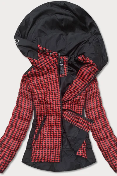 Černo-červená dámská vzorovaná bunda AB108 SPEED.A (barva Červená)