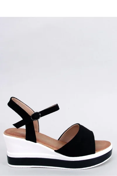 Černo-bílé dámské sandály na klínku Inello