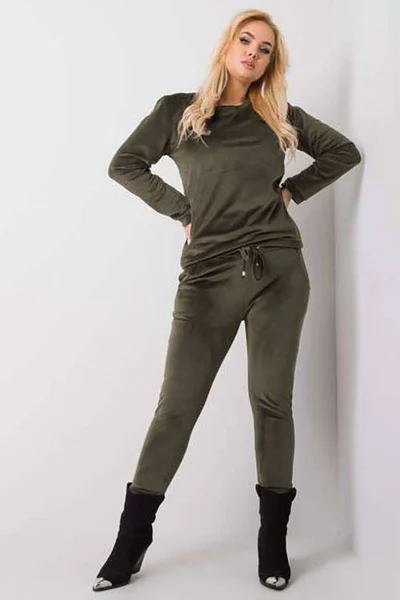 Dámská velurová souprava Khaki Green Factory Price