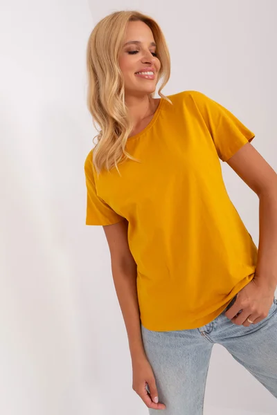 Horčičně žluté dámské tričko s krátkým rukávem FPrice