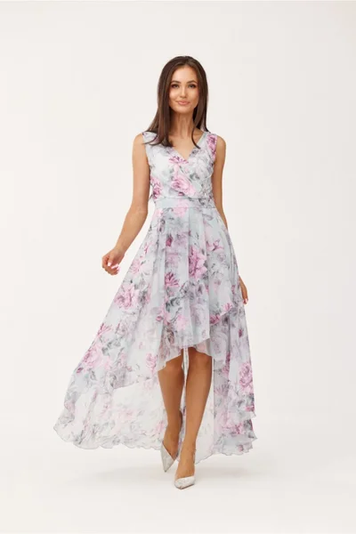 Světlé květované asymetrické letní šaty Roco Fashion