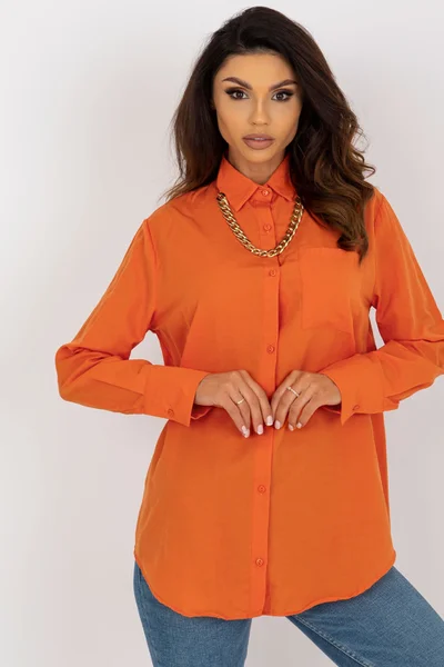 Oranžová dámská propínací košile FPrice