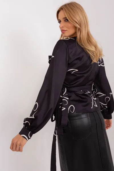 Elegantní černá dámská halenka s nabíranými rukávy Lakerta