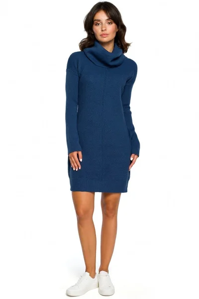 Dámské Q180 Pletené svetrové dámské šaty s velkým výstřihem BE