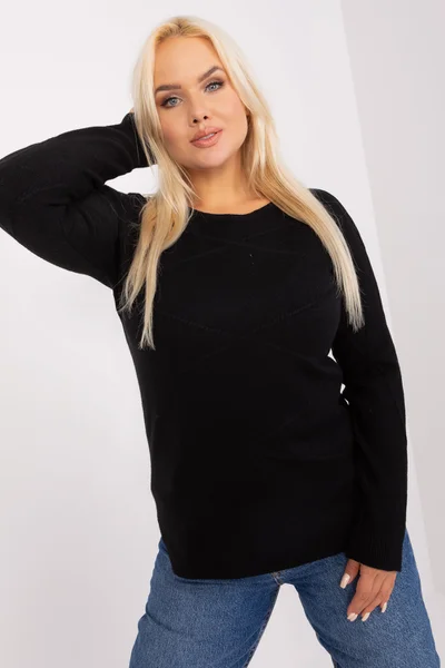 Dámský asymetrický černý plus size svetr FPrice