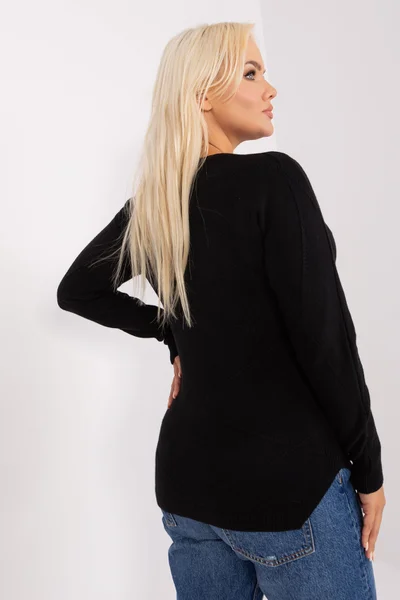 Dámský asymetrický černý plus size svetr FPrice