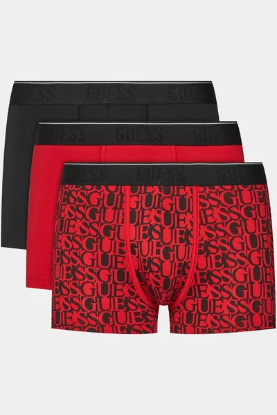 Červeno-černé pánské boxerky 3ks Guess
