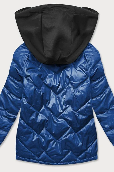 Modročerná dámská bunda s kapucí Q532 BH FOREVER (Modrá)