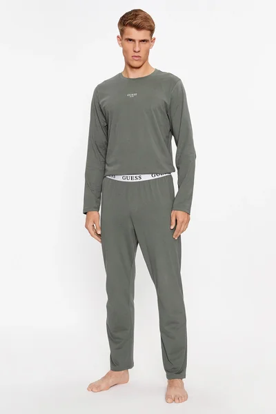 Pohodlné pánské pyžamo v šedé barvě Guess