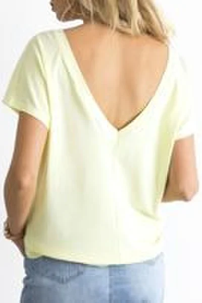 Dámské triko se zadním výstřihem ve světle žluté barvě FPrice