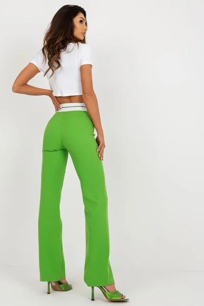 Výrazně zelená dámské rovné kalhoty s vysokým pasem FPrice