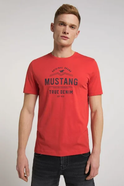 Korálové pánské tričko s krátkým rukávem Mustang