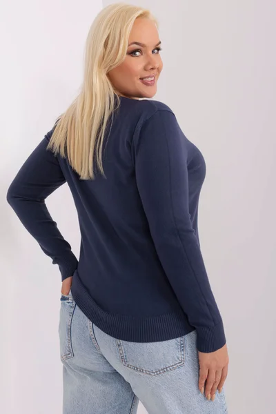 Tmavě modrý dámský plus size pulovr FPrice