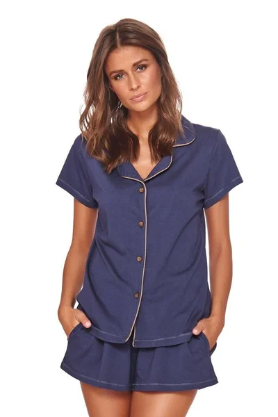 Modré dámské pyžamo z organické bavlny dn-nightwear