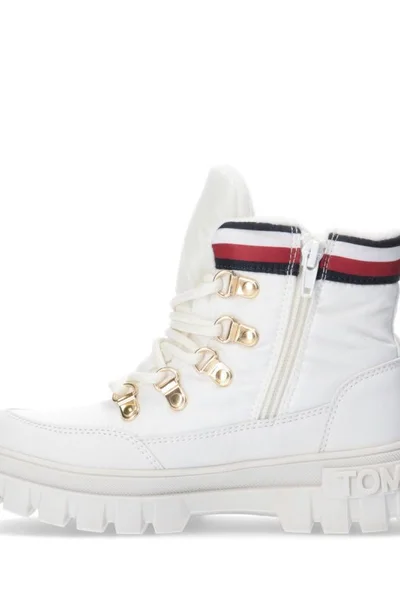 Bílé zimní dámské kotníčkové sněhule Tommy Hilfiger