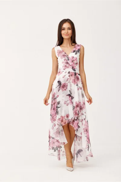 Dlouhé letní asymetrické šaty s květinovým potiskem Roco Fashion