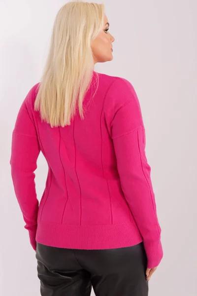 Fuchsiový dámský svetr plus size FPrice
