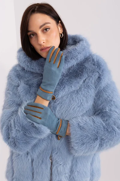 Světle modré dámské hladké rukavice AT