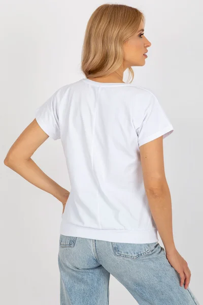 Pohodlné bavlněné dámské bílé tričko Rue Paris