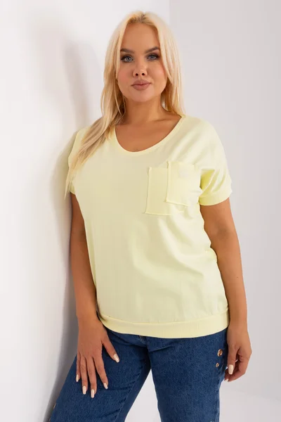 Pastelově žluté dámské tričko s krátkým rukávem FPrice