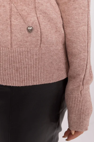 Béžový dámský pulovr plus size FPrice