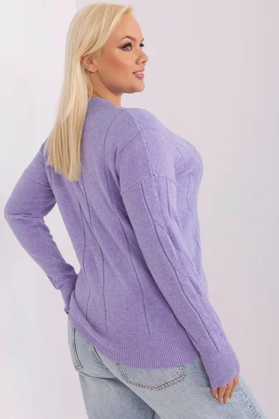 Plus size lila dámský pulovr FPrice