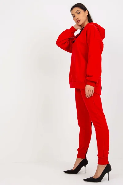 Červená tepláková souprava se zipem na zádech ex moda