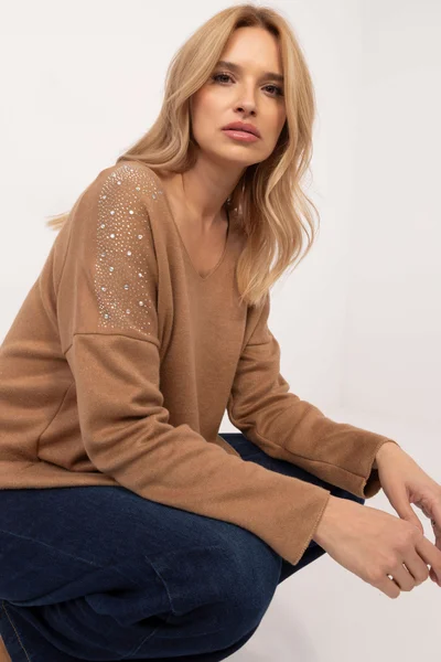 Dámský camel oversized svetr FPrice